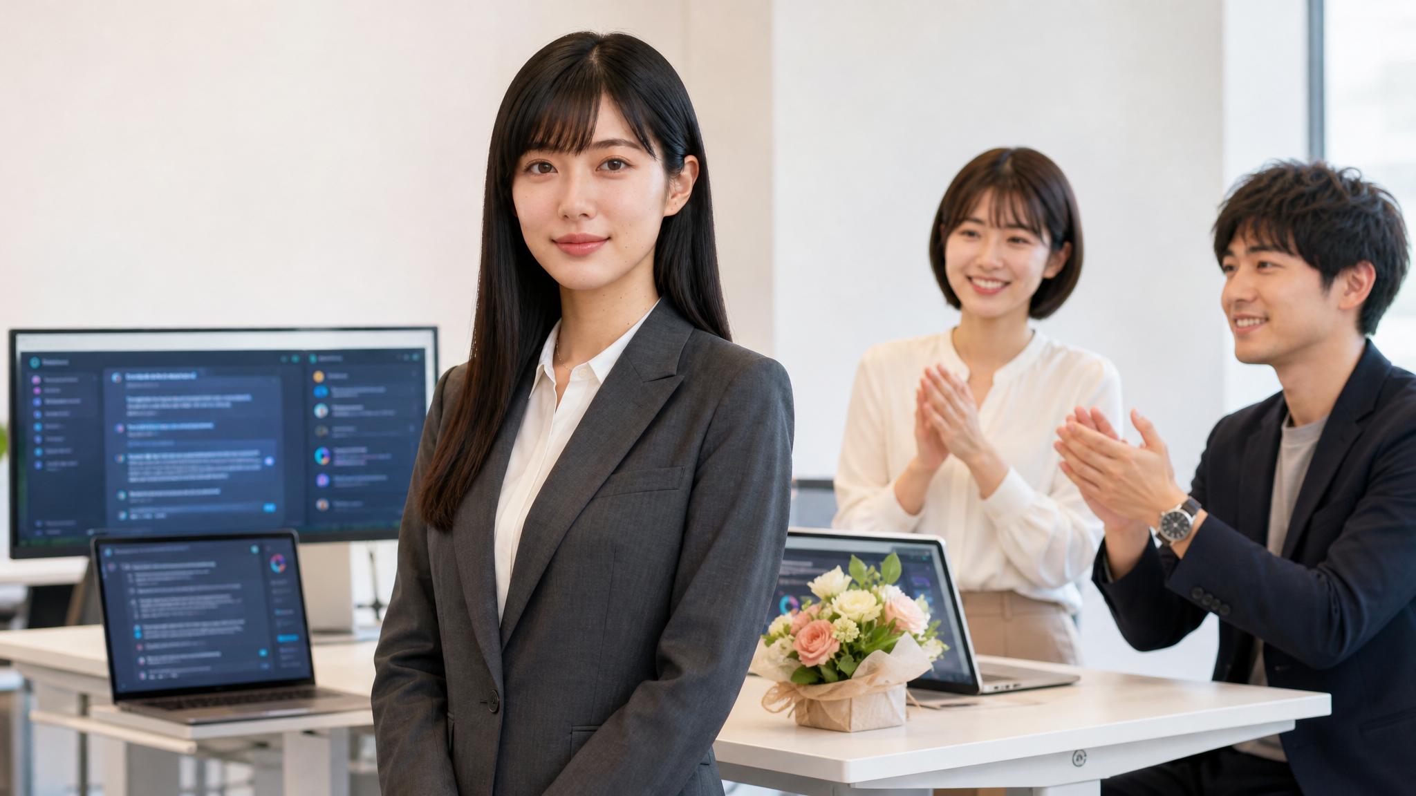 AGENTIA AI社長 清水京華と美香、洋平